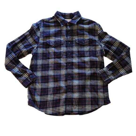 American Eagle Outfitters Flannel Shirt Blue Plaid Button Up Soft Mens Large NEW - Picture 1 of 12